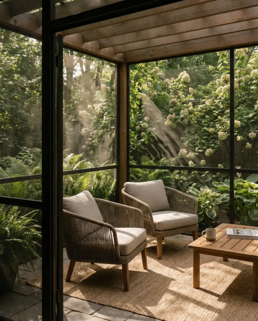 Enclosed Screened-In Garden Pergola 2