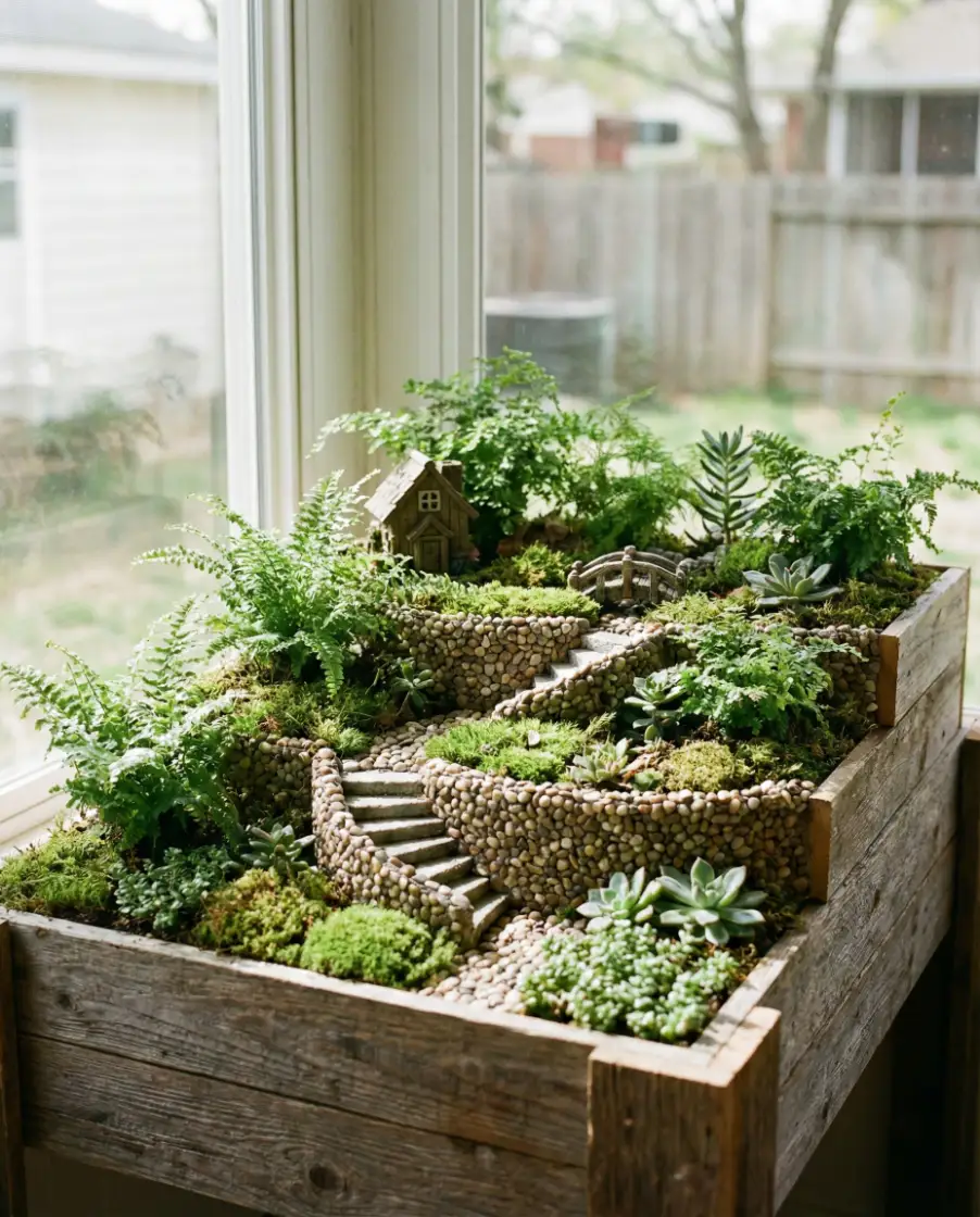 Fairy Garden in a Repurposed Birdcage 1