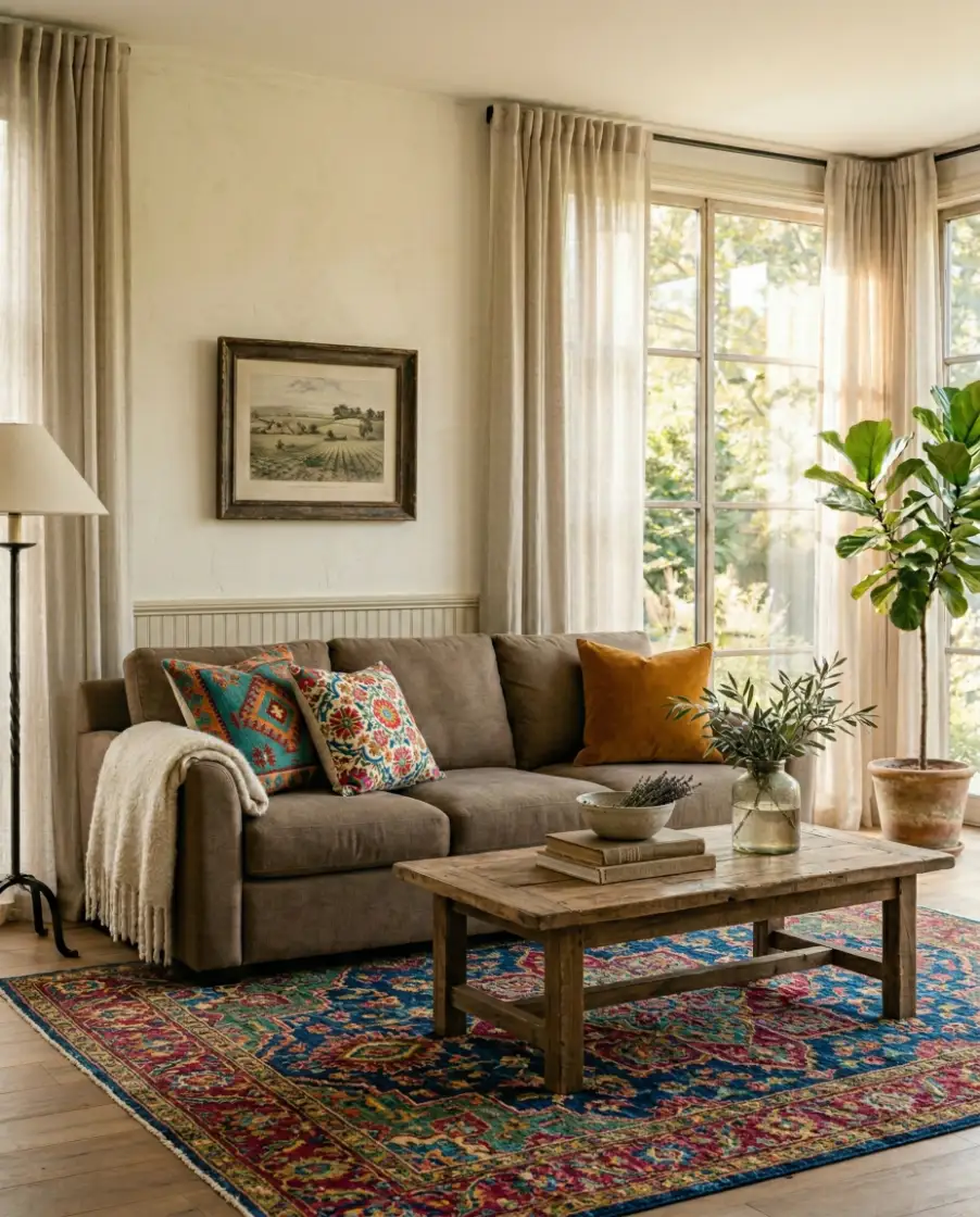 Farmhouse Cozy Brown Gathering Space 2