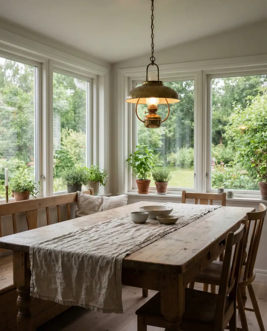 Farmhouse Inspired Sunroom Dining Space 2