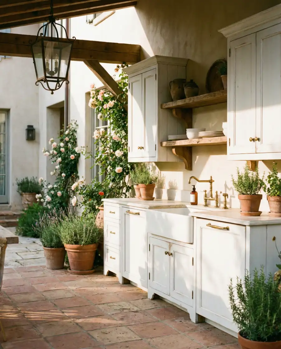 French-Inspired White Cabinet Kitchen 1
