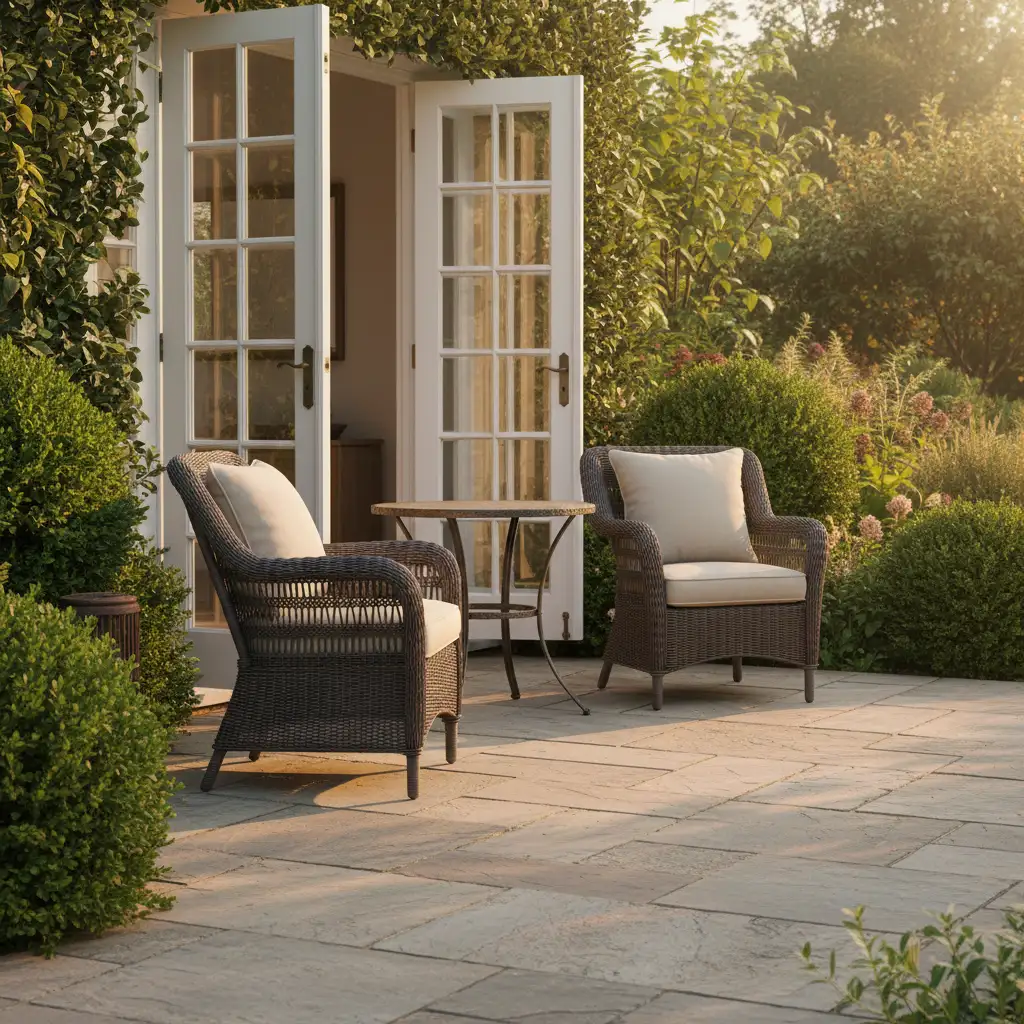Front Garden Patio with French Doors 2