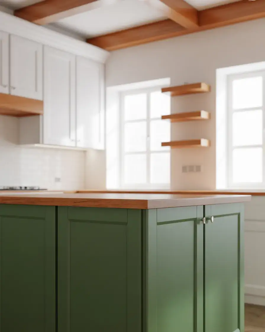 Green and White Nature-Inspired Cabinets 1