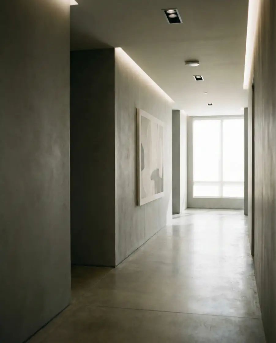 Grey Hallway with Modern Restraint 1