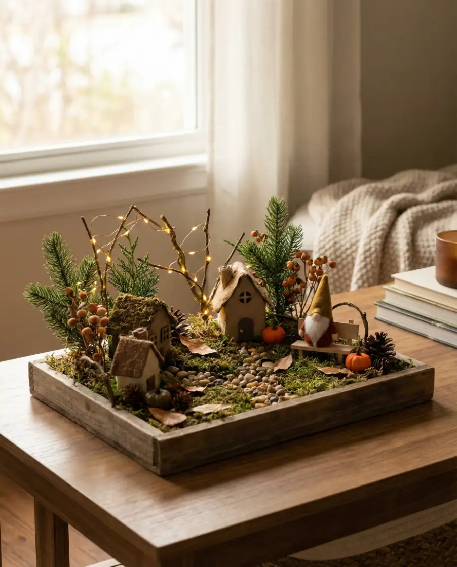 Halloween-Themed Fairy Garden Porch Display 2