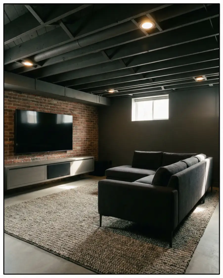 Industrial Exposed Ceiling Media Lounge 2