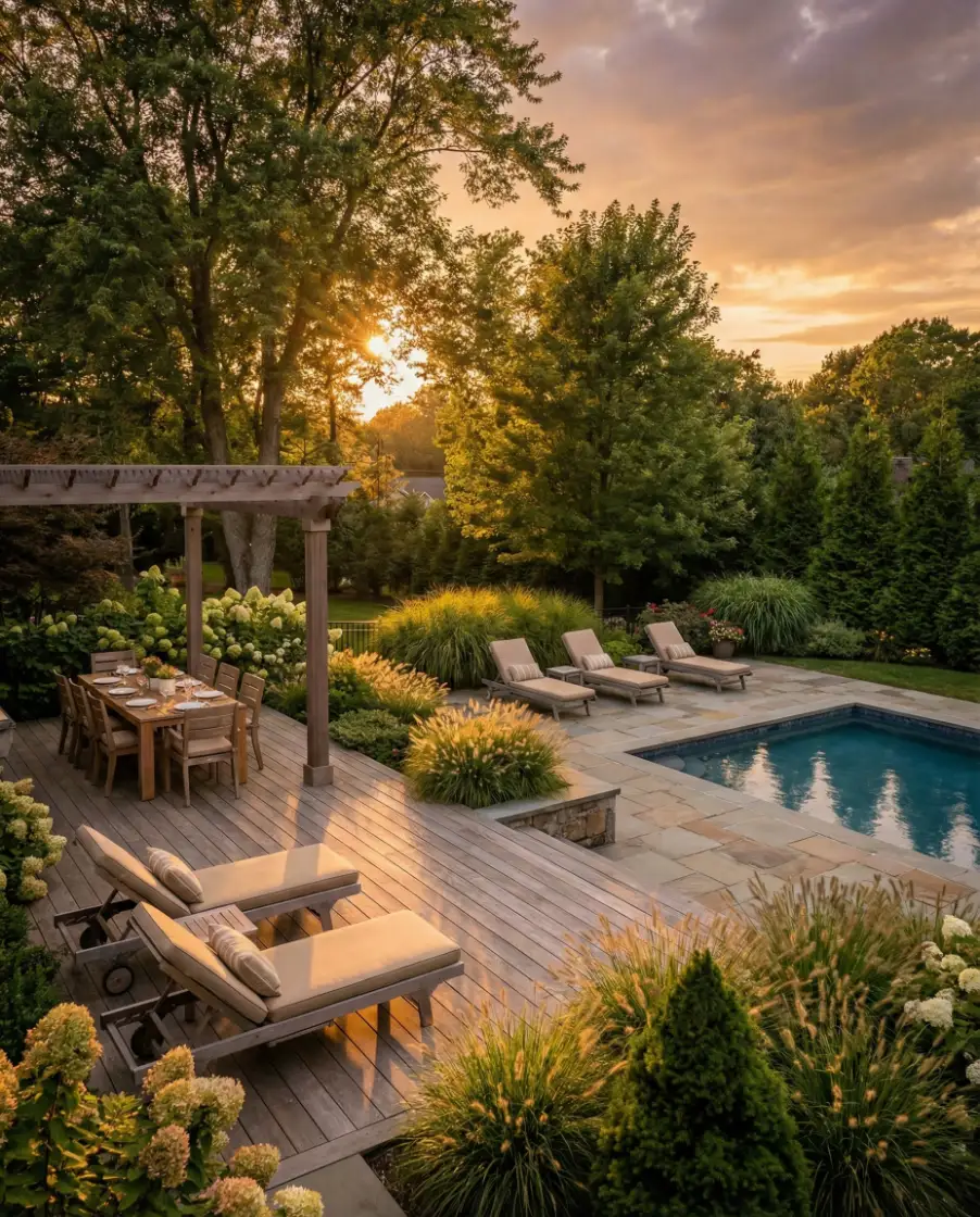 Large Backyard Resort Deck 2