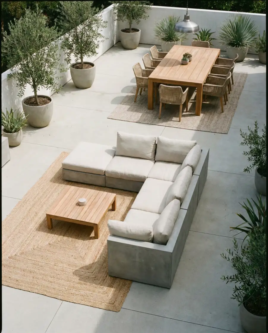 Large Concrete Patio with Defined Zones 1