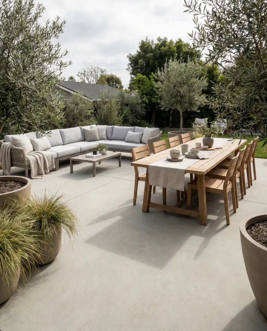Large Concrete Patio with Defined Zones 2