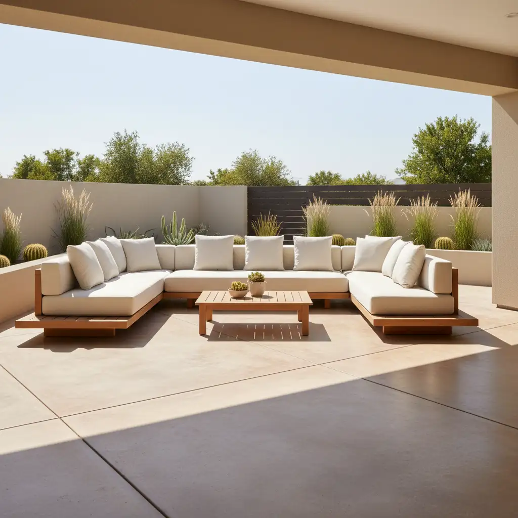 Large Concrete Patio with Stained Finish 1