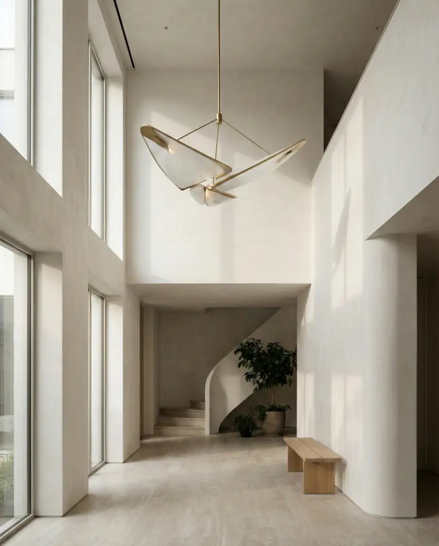 Large Entry Hall with Statement Lighting 1