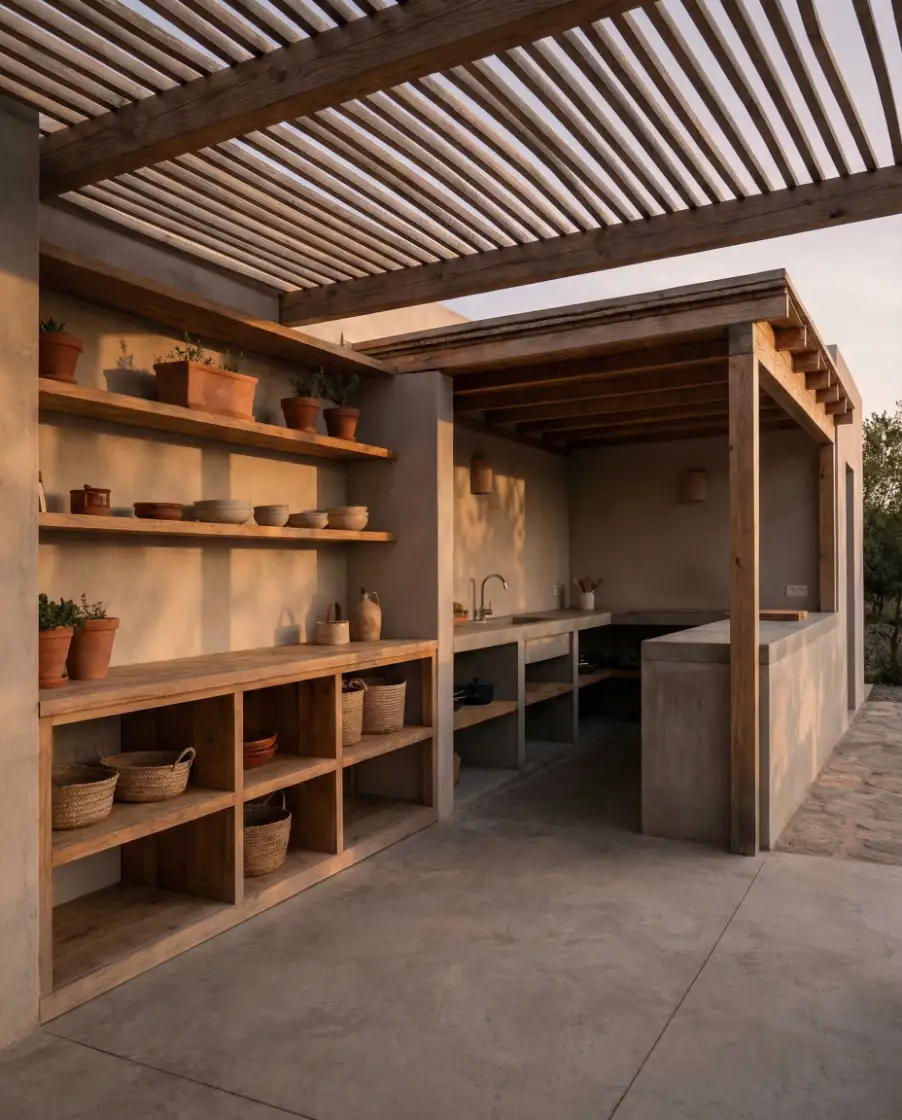 Modern Backyard Pergola with Outdoor Kitchen 2