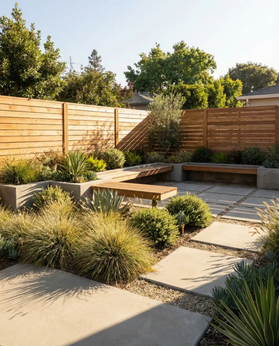 Modern Fence Lounge with Privacy Layers 1