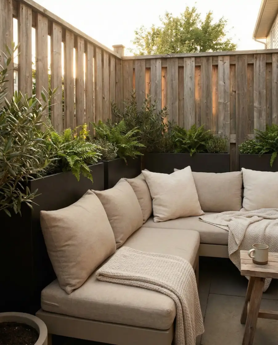 Modern Fence Lounge with Privacy Layers 2