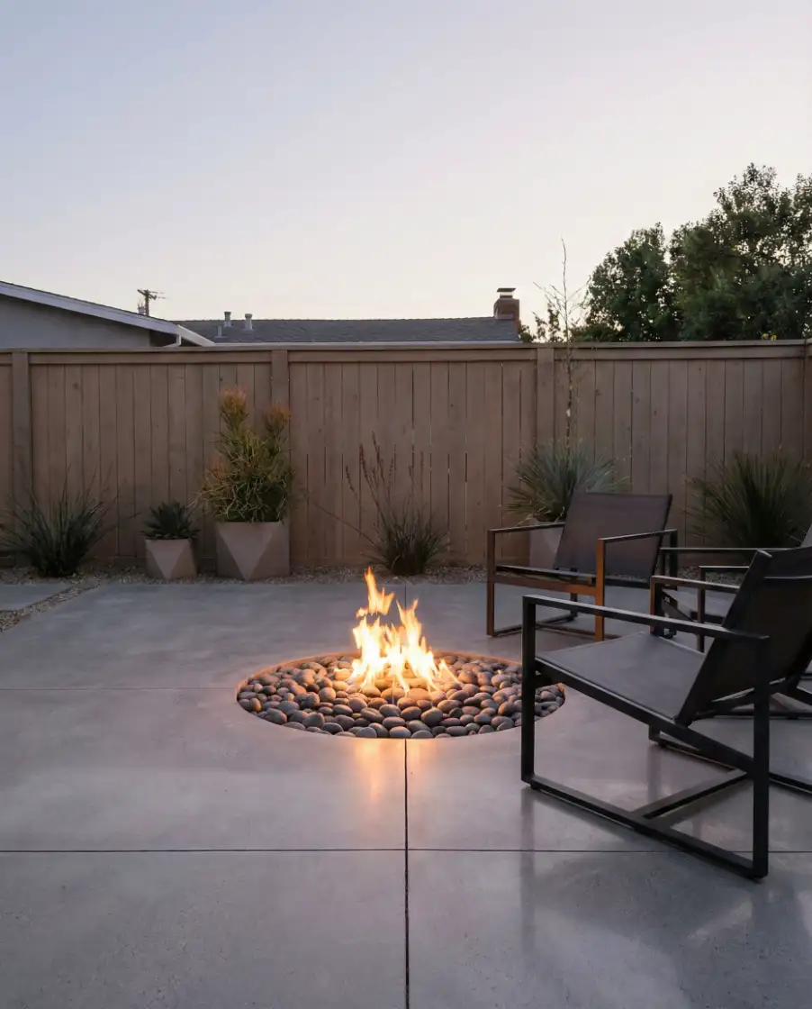 Modern In-Ground Fire Pit with Minimal Seating 1