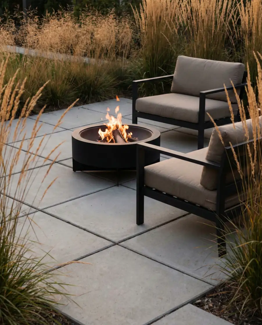 Modern Square Paver Fire Pit Patio 1