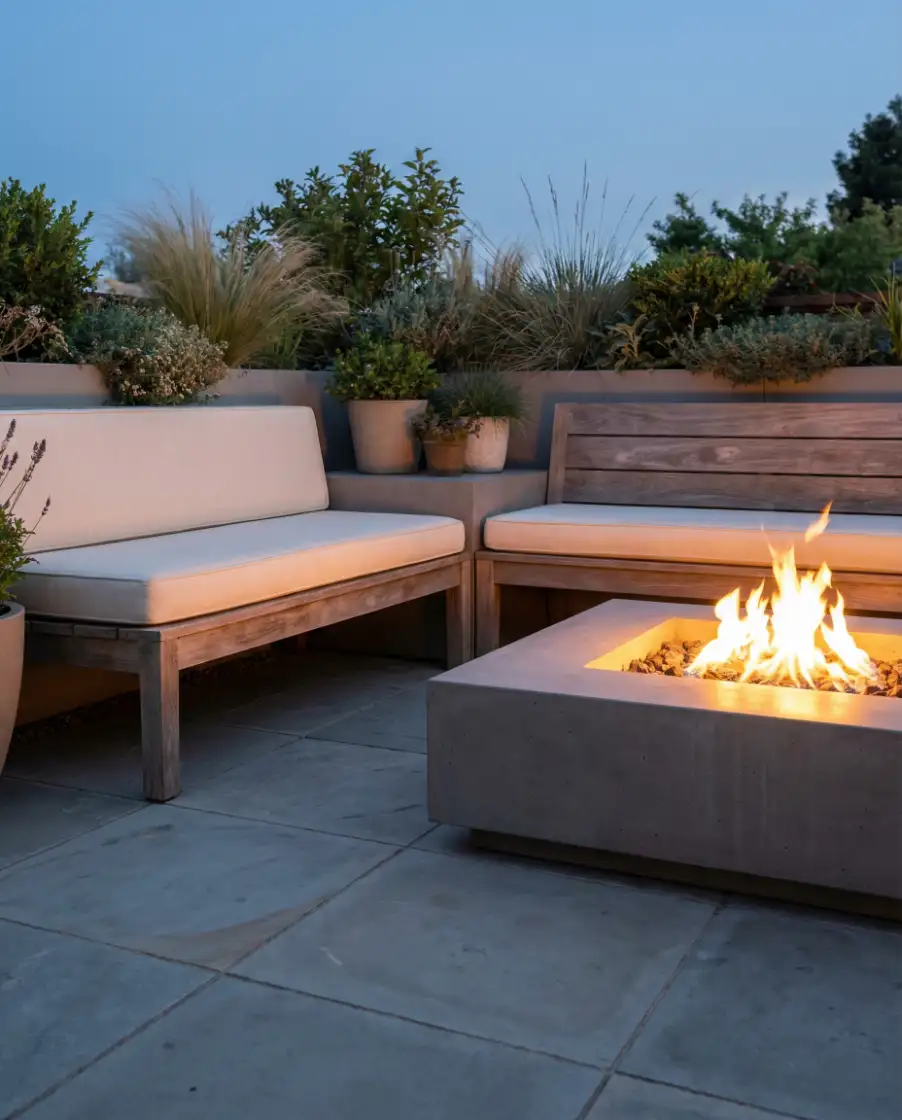 Modern Square Paver Fire Pit Patio 2