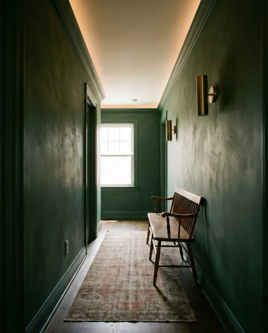 Moody Green Hallway with Character 1