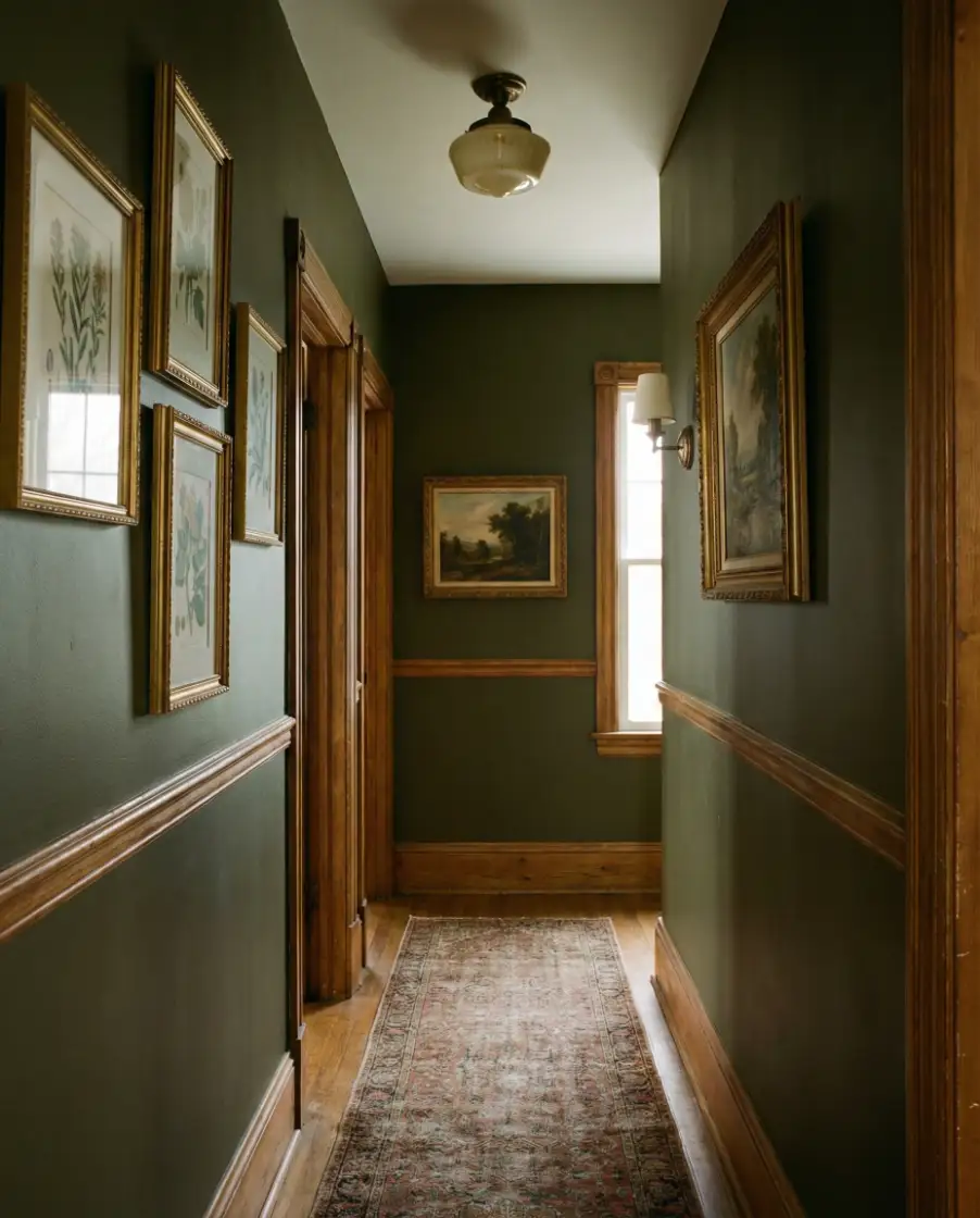 Moody Green Hallway with Character 2