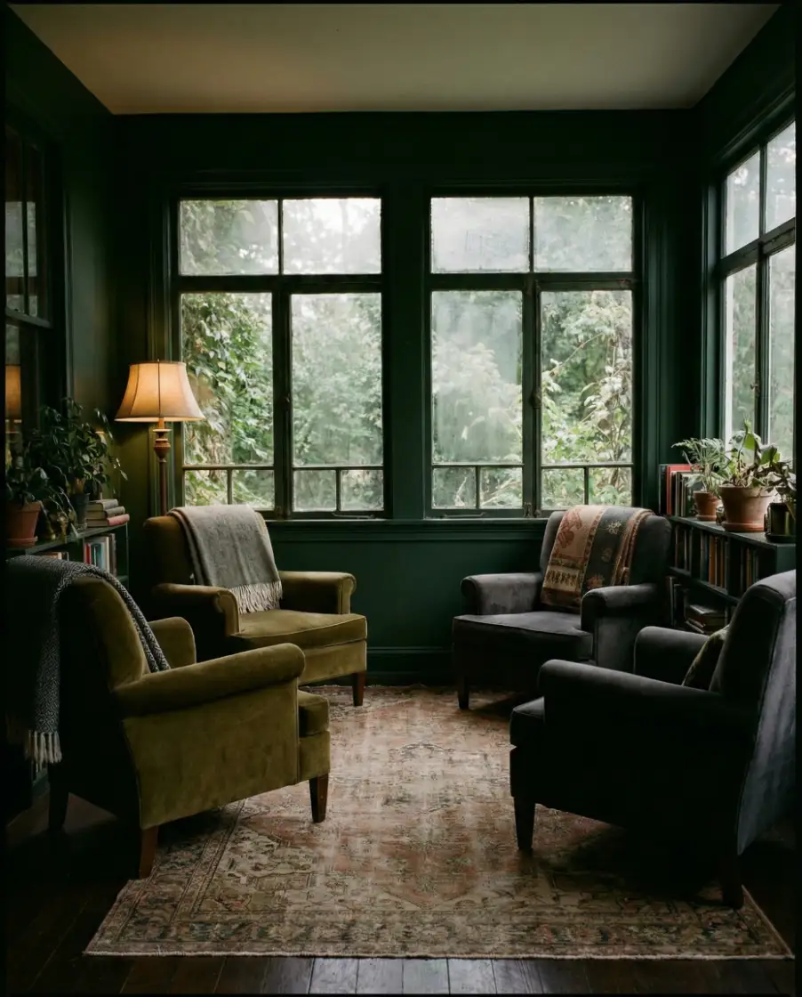 Moody Green Sunroom Escape 1