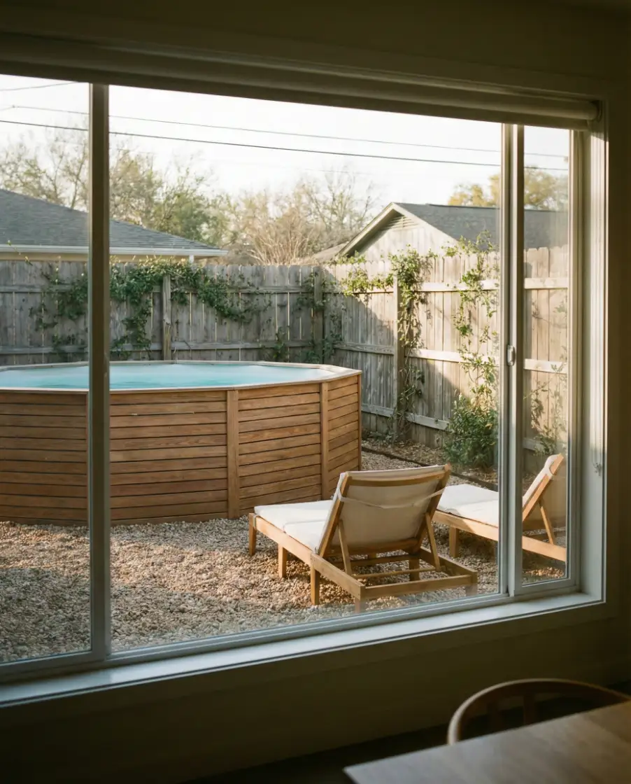 Natural Wood Surround for Round Above-Ground Pools 1