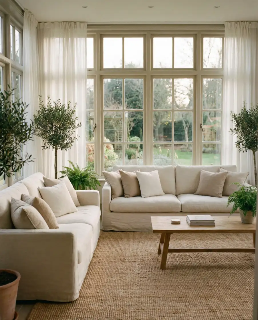 Relaxing Neutral Sunroom Lounge 1