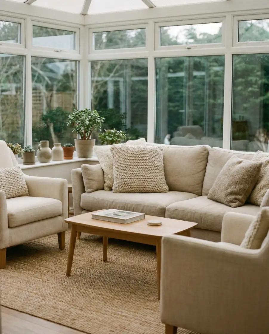 Relaxing Neutral Sunroom Lounge 2