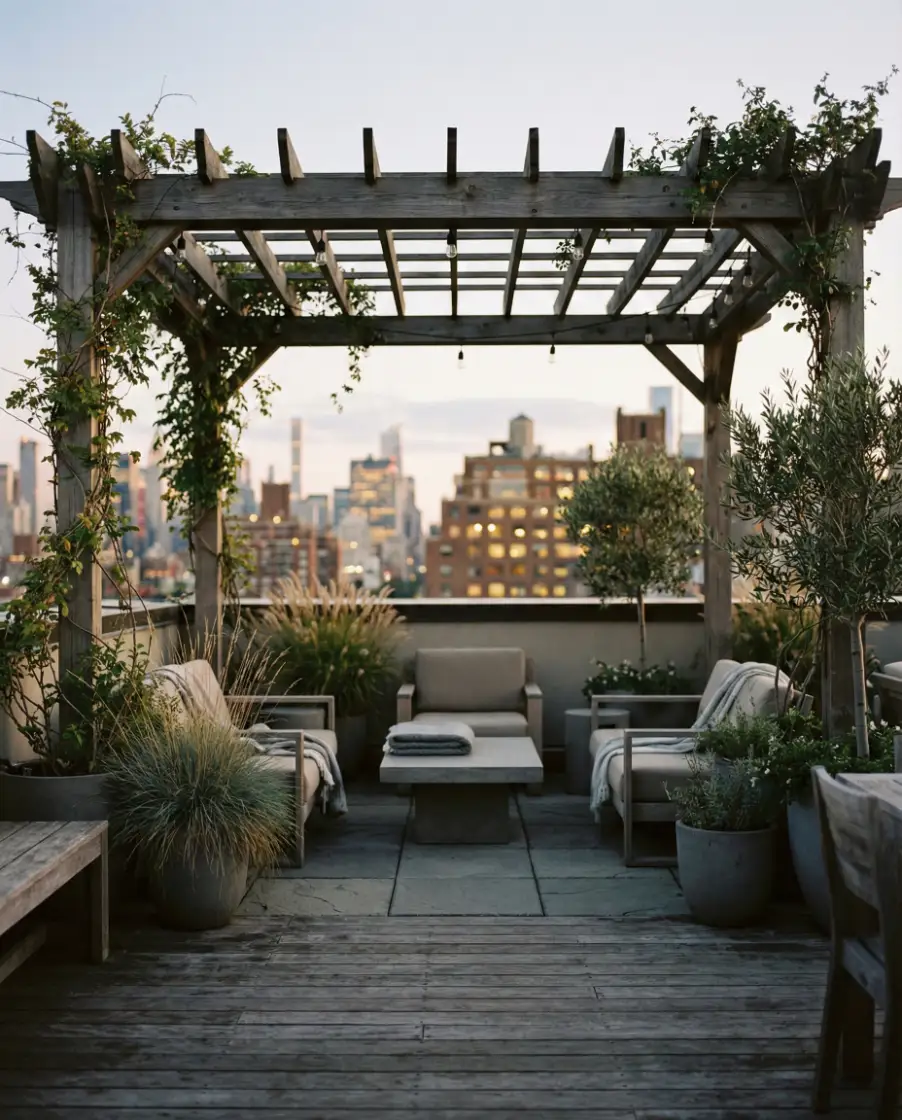 Rooftop Pergola Attached to House 1