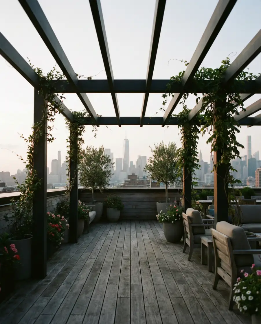 Rooftop Pergola Attached to House 2