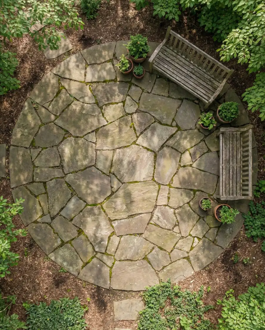 Round Patio Centered Around a Fire Bowl 2