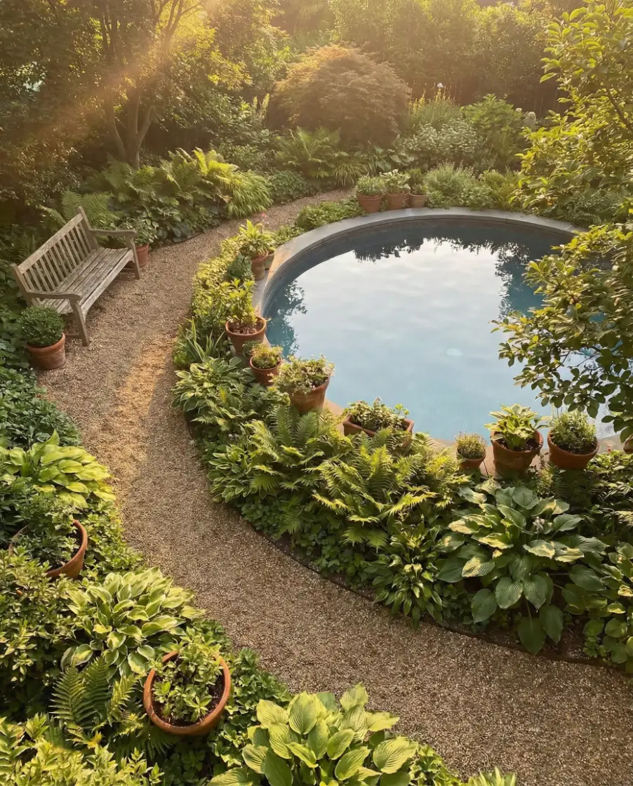 Round Pool with Budget Landscaping Layers 2