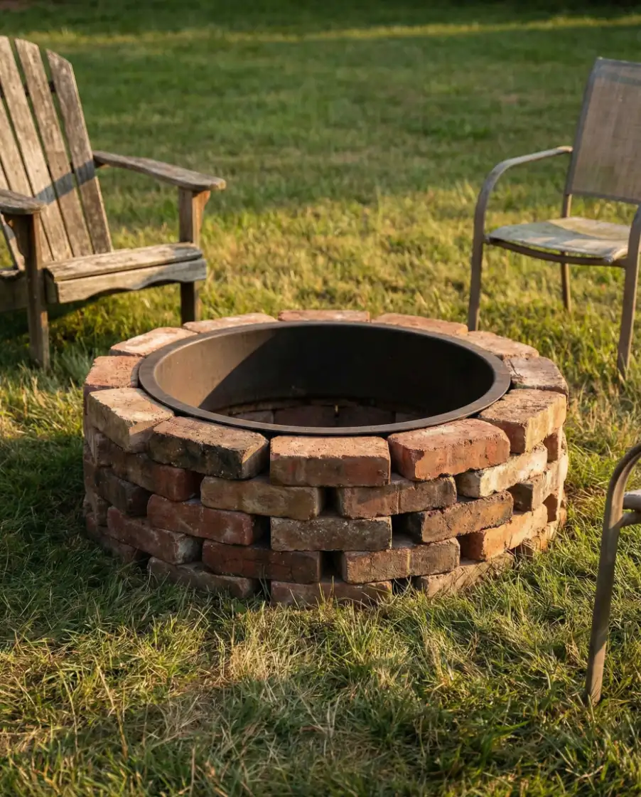 Rustic Brick Fire Pit on a Budget 1