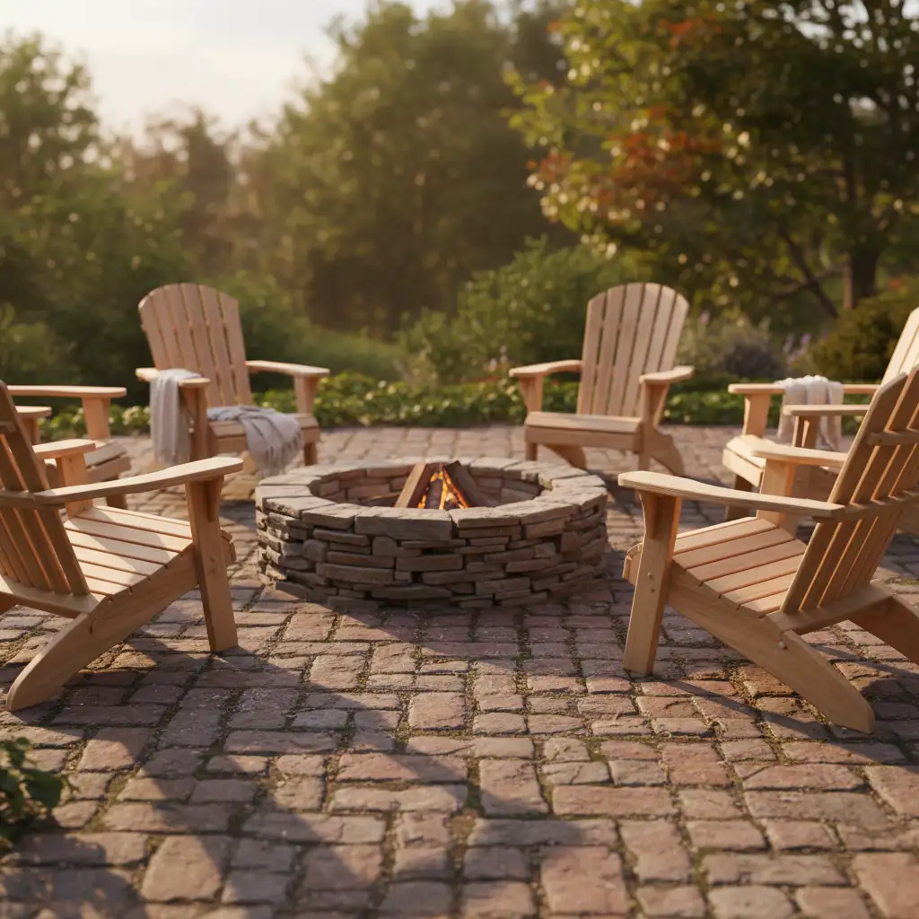 Rustic Paver Patio with Fire Circle 1