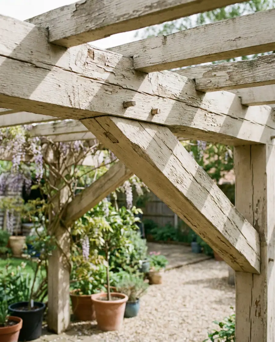 Rustic Pergola Built on a Budget 1