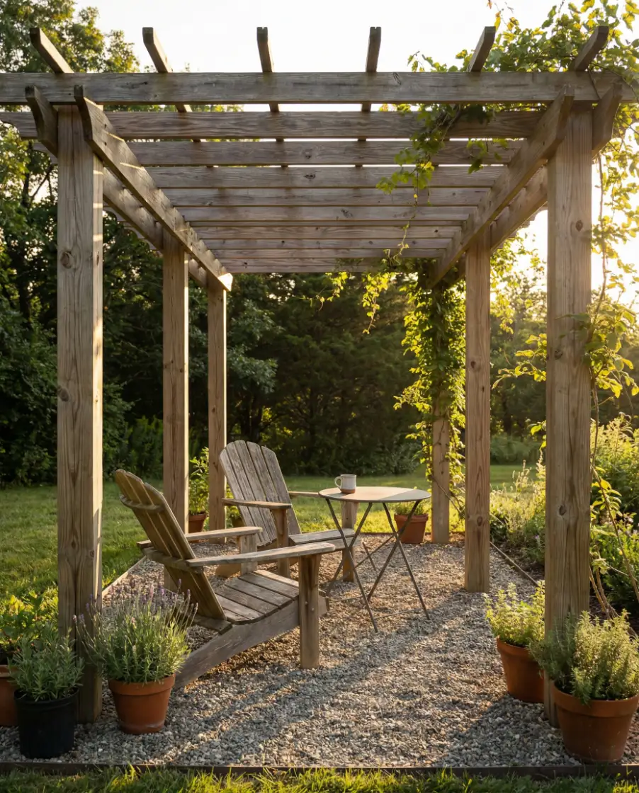 Rustic Pergola Built on a Budget 2