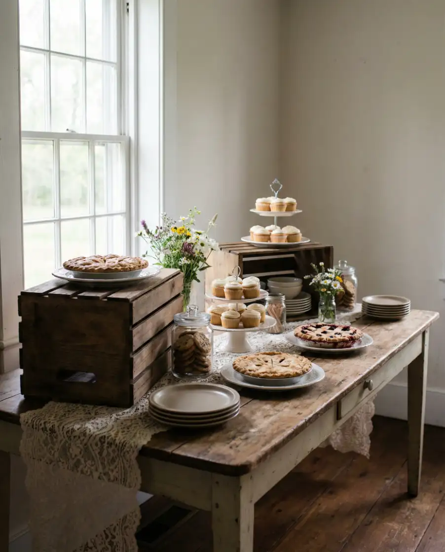 Rustic Wedding Dessert Display 1