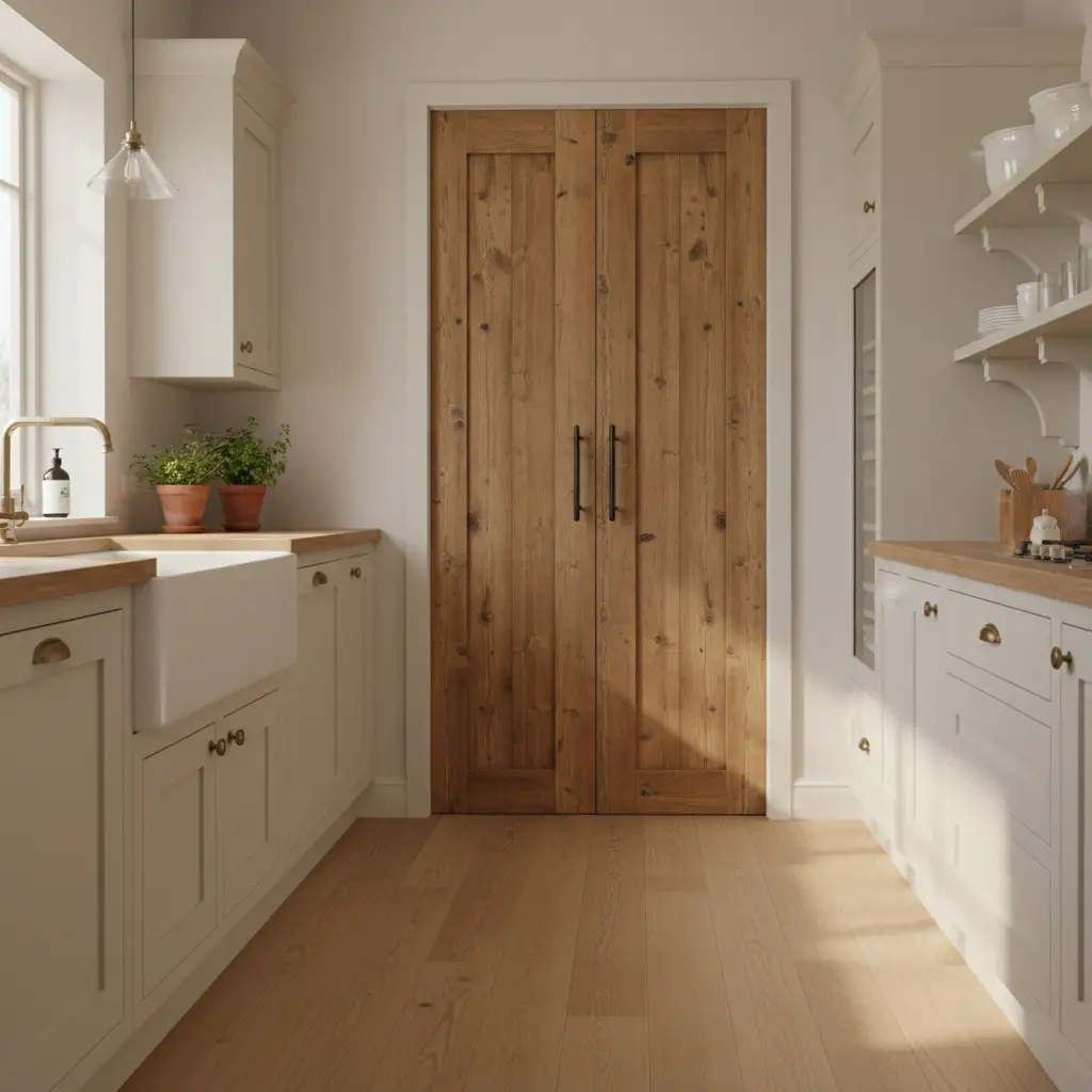 Rustic Wood Bifold Pantry Doors 1