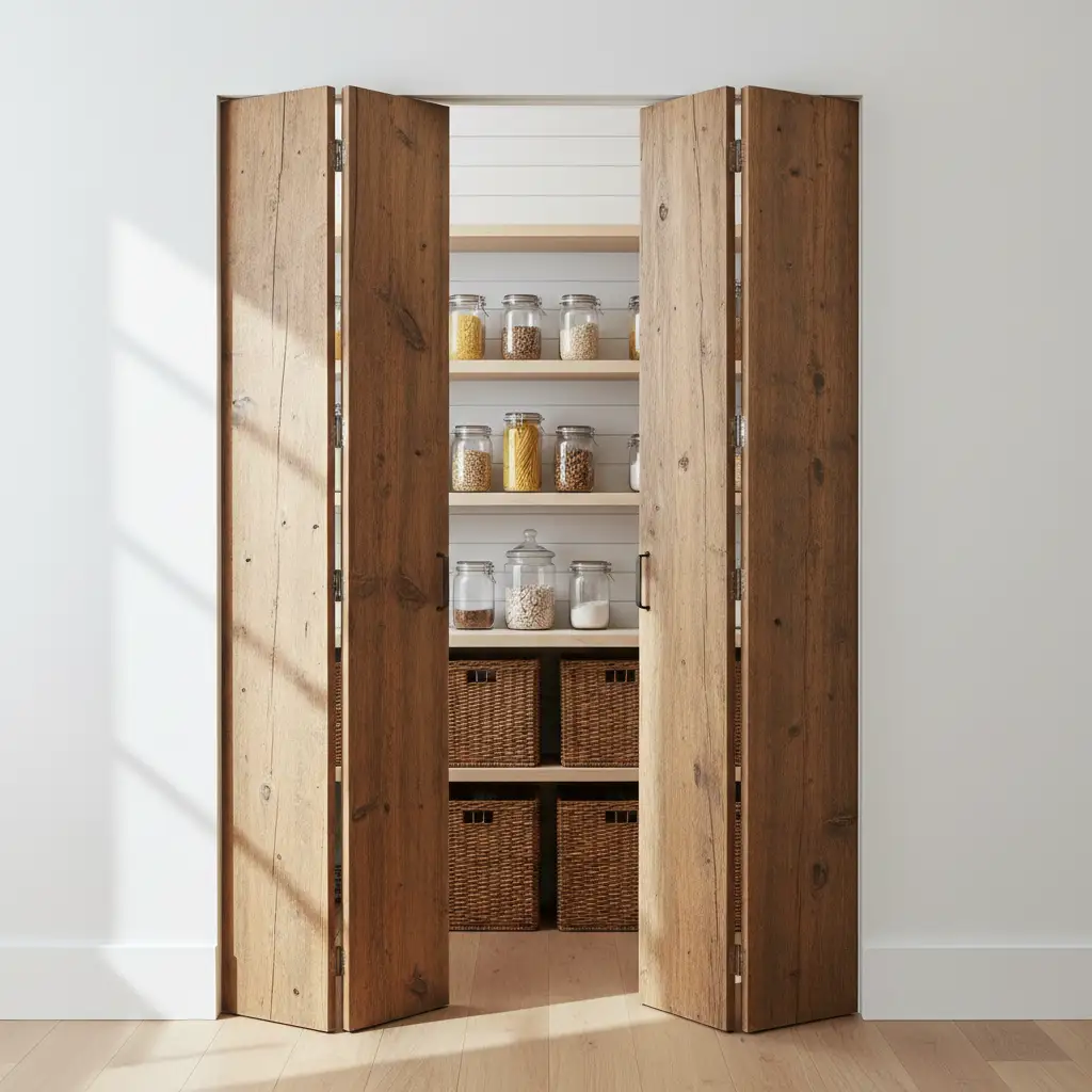 Rustic Wood Bifold Pantry Doors 2