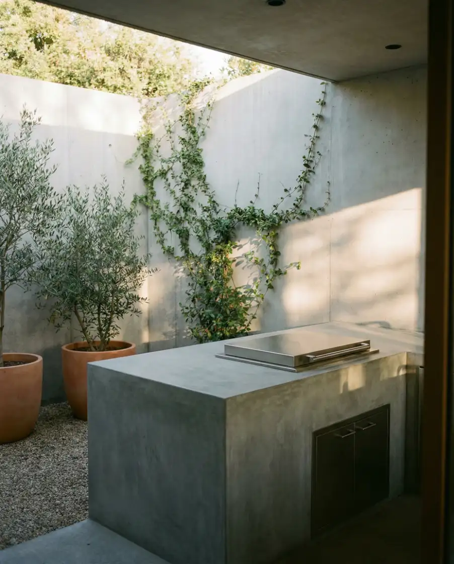 Simple Concrete Courtyard Kitchen 1