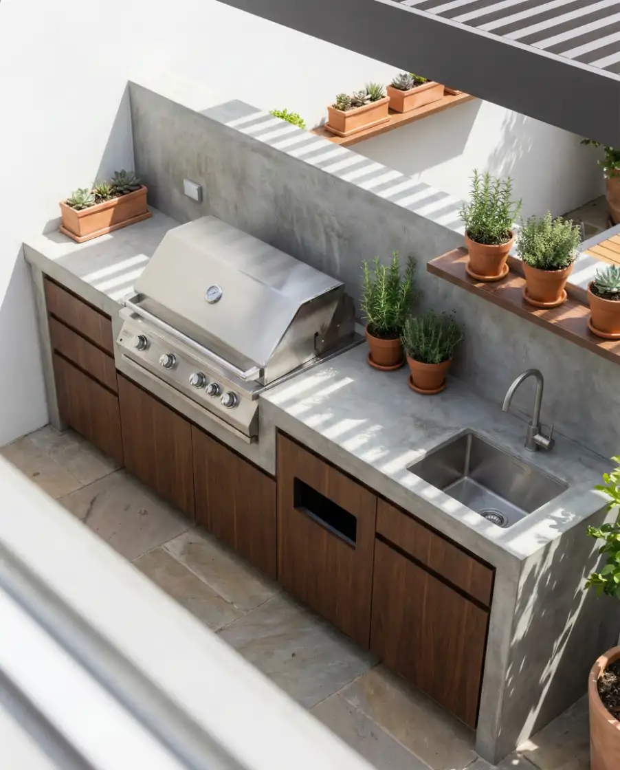 Simple Concrete Courtyard Kitchen 2