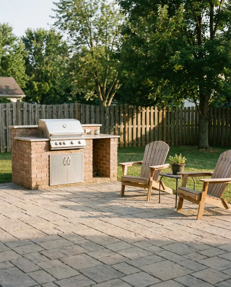 Simple Stone Patio with BBQ Corner 2
