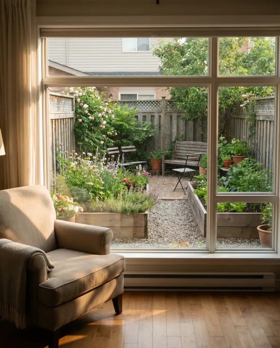 Small Backyard Escape with Raised Beds 1
