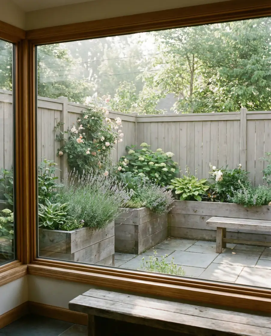 Small Backyard Escape with Raised Beds 2