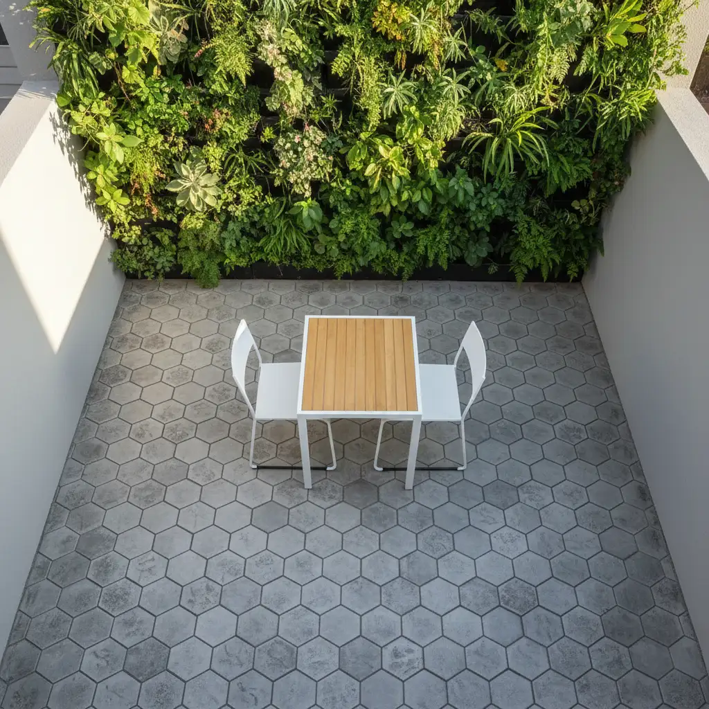 Small Backyard Layout with Stamped Concrete 2