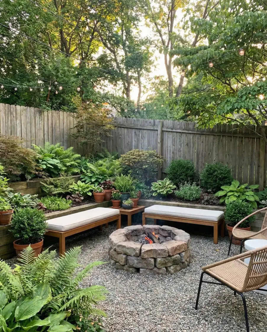 Small Yard Garden with Firepit 1