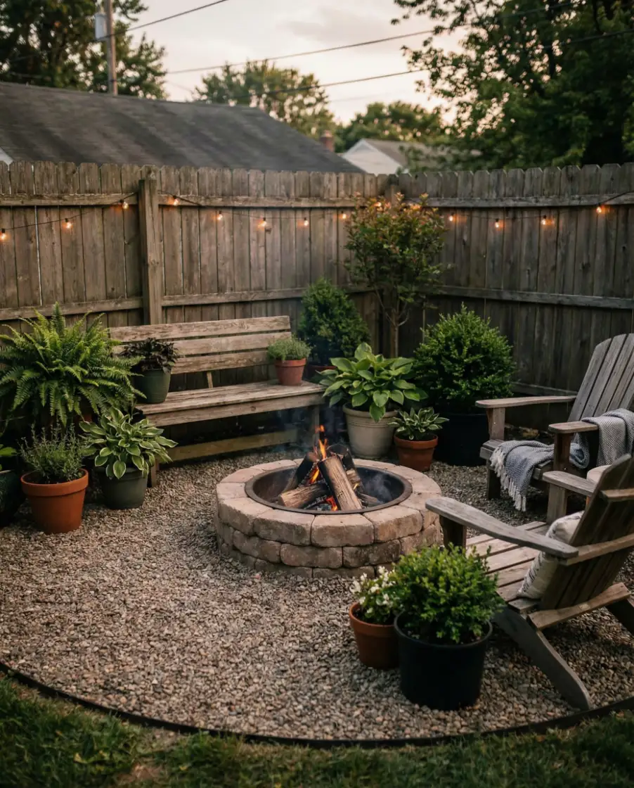 Small Yard Garden with Firepit 2