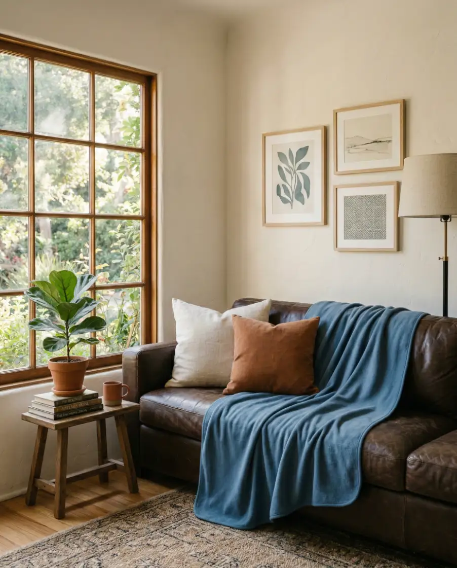 Tan and Blue Relaxed Family Room 1