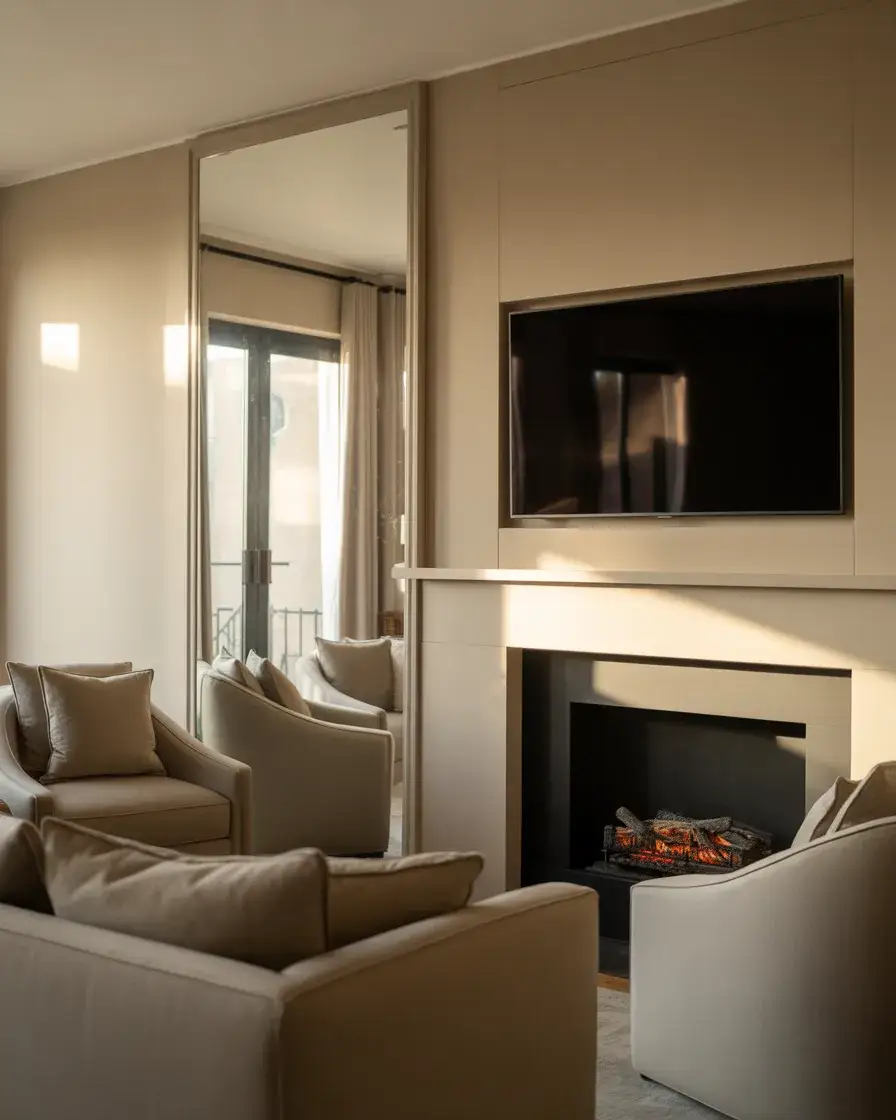 Transitional TV and Mirror Combo 1