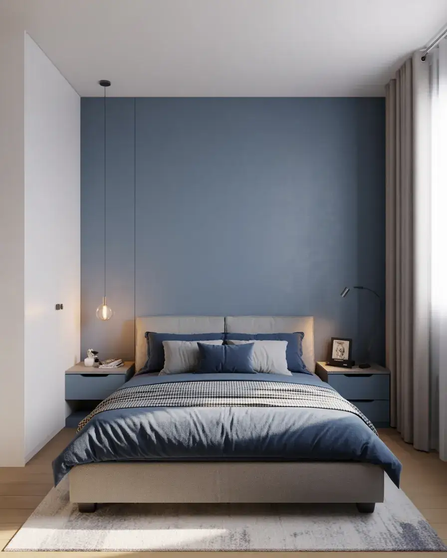 Blue and Grey Urban Bedroom 1