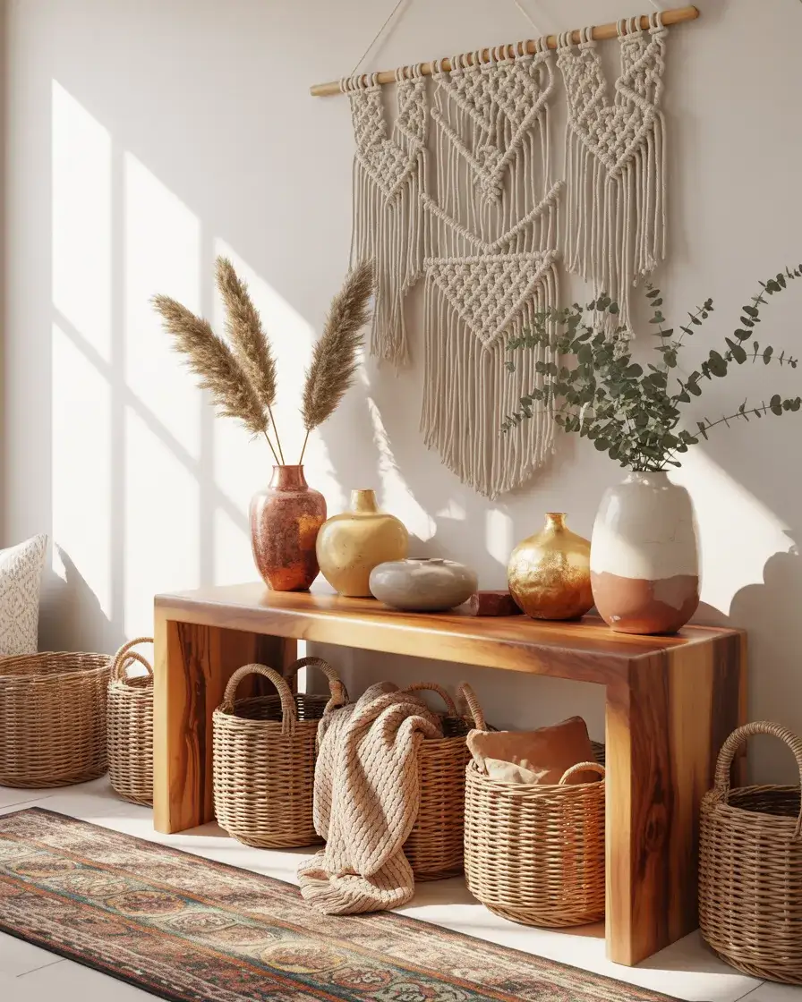 Bohemian Entry Table with Natural Layers 1